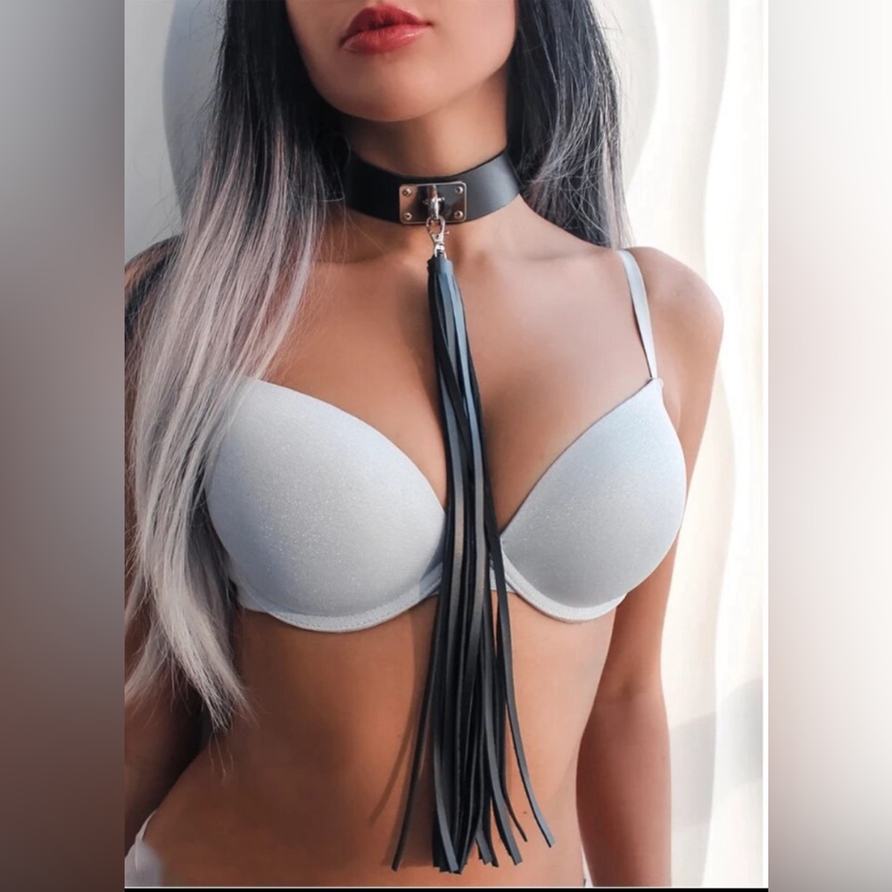 NWT Bondage Faux Leather Belted Choker Leash | Black